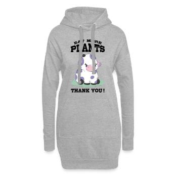 Mangez plus de plantes - Sweat-shirt à capuche long Femme - gris chiné - Devant