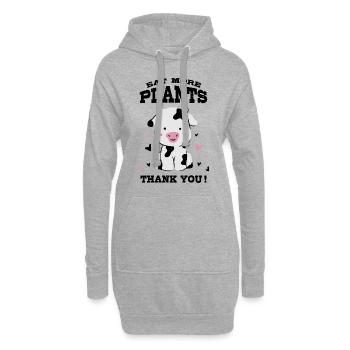 Mangez plus de plantes - Sweat-shirt à capuche long Femme - gris chiné - Devant