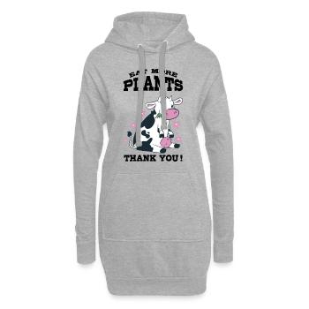 Mangez plus de plantes - Sweat-shirt à capuche long Femme - gris chiné - Devant