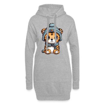 Tiger Tier Baby Comic Winter - Hoodie-Kleid - Grau meliert - Vorne
