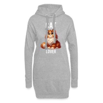 cat lover - Sweat-shirt à capuche long Femme - gris chiné - Devant