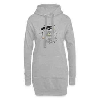 Universum Spirituell Tattoo Hände Mond Sterne - Hoodie-Kleid - Grau meliert - Vorne