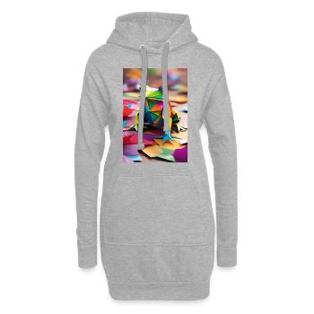 Prism Hop - Origami Frosch - Hoodie-Kleid - Grau meliert - Vorne