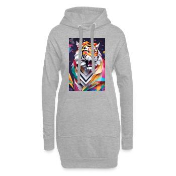 König des Dschungels - Brüllender Tiger - Hoodie-Kleid - Grau meliert - Vorne