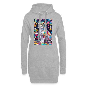 Arktische Eleganz: Die Anmut eines Schneeleoparden - Hoodie-Kleid - Grau meliert - Vorne