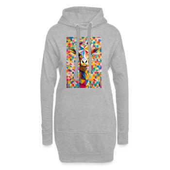 Regenbogen-Giraffe - Hoodie-Kleid - Grau meliert - Vorne