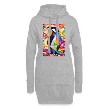 Pingouin en origami - Sweat-shirt à capuche long Femme - gris chiné - Devant