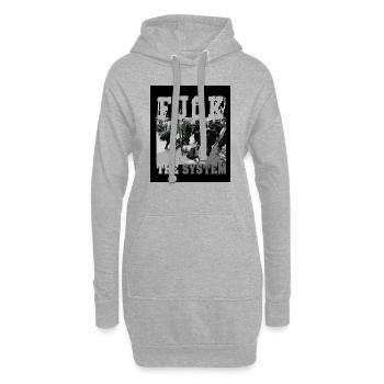 FUCK THE SYSTEM - Hoodie-Kleid - Grau meliert - Vorne