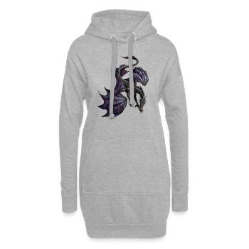 Schwarzer Drache - Hoodie-Kleid - Grau meliert - Vorne
