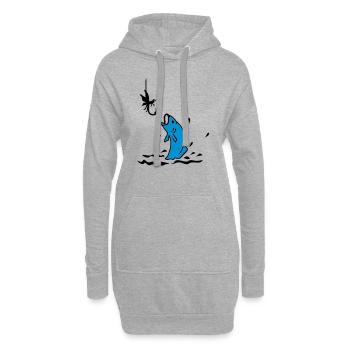 Fliegenfischen / fly fishing (2c) - Hoodie-Kleid - Grau meliert - Vorne