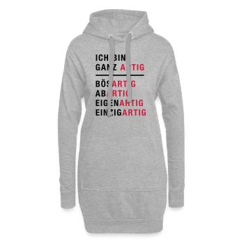 Spruch, Ich bin ganz artig - Hoodie-Kleid - Grau meliert - Vorne