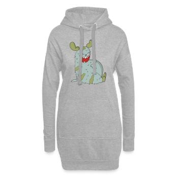 Lachendes Monster - Hoodie-Kleid - Grau meliert - Vorne