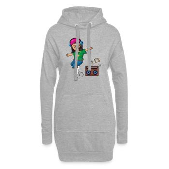 Hip Hop Girl Dances With Ghetto Blaster Breakdance - Hoodie Dress - heather grey - Front