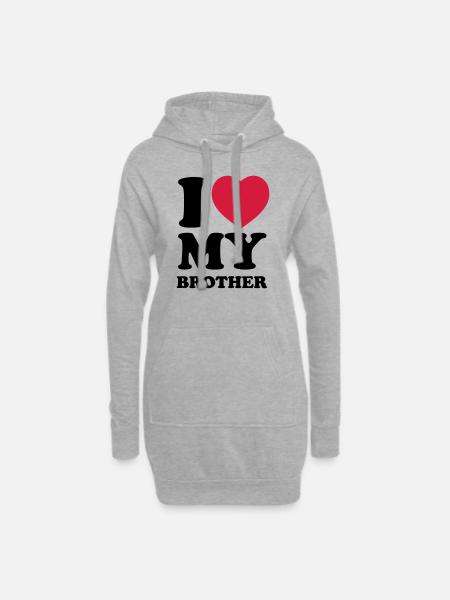 I love my brother - Sweat-shirt à capuche long Femme - gris chiné