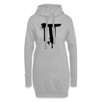 T Graffiti Tropfen Farbklex Spray - Hoodie-Kleid - Grau meliert - Vorne