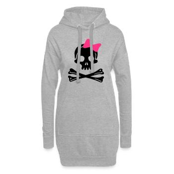 Schädel - Hoodie-Kleid - Grau meliert - Vorne