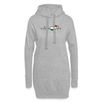 Hongrie Rythme cardiaque - Sweat-shirt à capuche long Femme - gris chiné - Devant