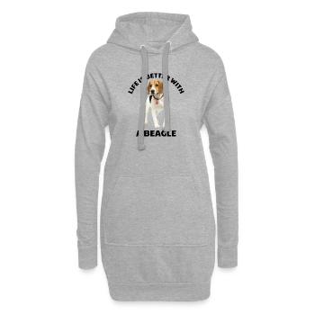 Mit einem Beagle ist das Leben besser - Hoodie-Kleid - Grau meliert - Vorne