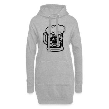 Bier Maßkrug Cooles Gesicht - Hoodie-Kleid - Grau meliert - Vorne