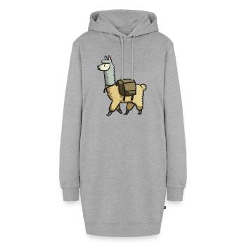 Alpaka Lama Wandern Geschenkidee - Hoodie-Kleid - Grau meliert - Vorne