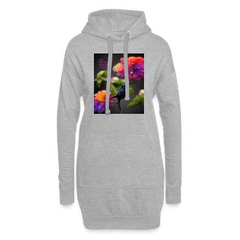 Schöne Kreatur - ein schönes Muster von Kolibris und Blumen - Hoodie-Kleid - Grau meliert - Vorne