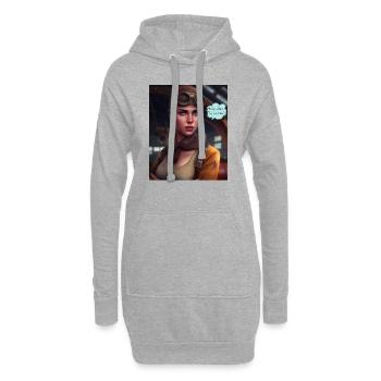 Comic Stil Pilotin - Hoodie-Kleid - Grau meliert - Vorne