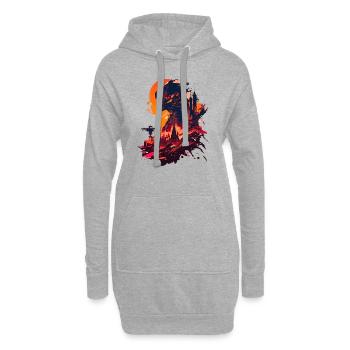 Sur une planète extraterrestre est une station spatiale - Sweat-shirt à capuche long Femme - gris chiné - Devant