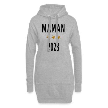 Maman 2023 - Sweat-shirt à capuche long Femme - gris chiné - Devant