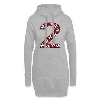 2. Geburtstag Fußball rot - Hoodie-Kleid - Grau meliert - Vorne