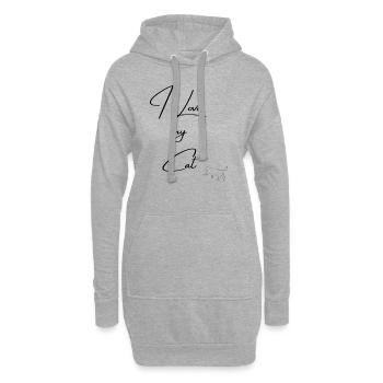 I love my cat - Hoodie-Kleid - Grau meliert - Vorne