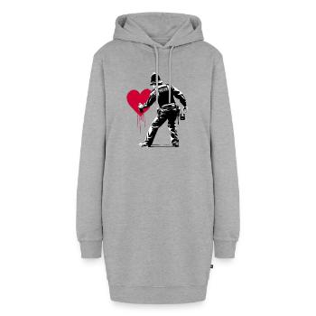 Coeur de StreetArt de la Police - Sweat-shirt à capuche long Femme - gris chiné - Devant