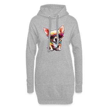 Chihuahua / kleiner Hund / Tier / winzig / Rasse - Hoodie-Kleid - Grau meliert - Vorne