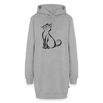 Chat, Motif De Chat, Visage De Chat - Sweat-shirt à capuche long Femme - gris chiné - Devant