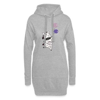 Le ballon zèbre fait voler des animaux amusants pour les enfants - Sweat-shirt à capuche long Femme - gris chiné - Devant