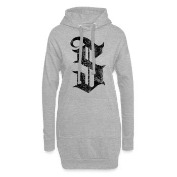 Tshirt alphabet initial S - Sweat-shirt à capuche long Femme - gris chiné - Devant