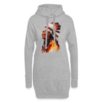 Chef amérindien Tribu amérindienne Apache Sioux - Sweat-shirt à capuche long Femme - gris chiné - Devant