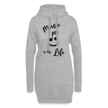"Music is my life" Musik Musiker Noten - Hoodie-Kleid - Grau meliert - Vorne