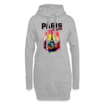 Paris Tour Eiffel France Ville Horizon Coloré - Sweat-shirt à capuche long Femme - gris chiné - Devant