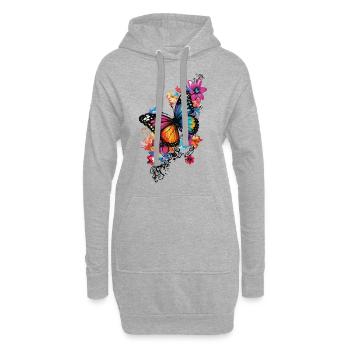 Schmetterling Bunt Farbenfroh Schön Kunst Natur - Hoodie-Kleid - Grau meliert - Vorne