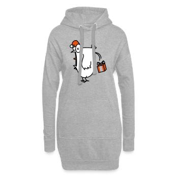 poulet fou de Noël - Sweat-shirt à capuche long Femme - gris chiné - Devant