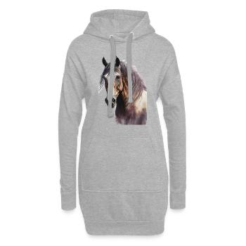 Aquarelles à cheval Equitation Sport équestre - Sweat-shirt à capuche long Femme - gris chiné - Devant
