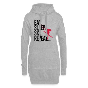 Eat. Sleep. Ski. Repeat... - Hoodie-Kleid - Grau meliert - Vorne