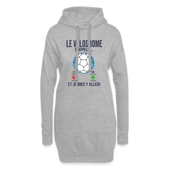 le vélodrome mappelle OM Cadeau Football marseille - Sweat-shirt à capuche long Femme - gris chiné - Devant