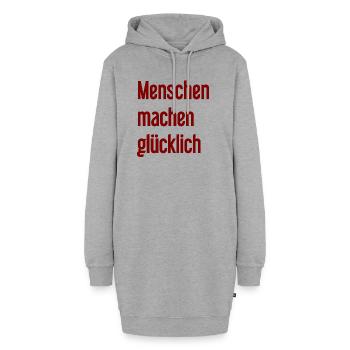 Menschen machen glücklich – Positives Statement - Hoodie-Kleid - Grau meliert - Vorne