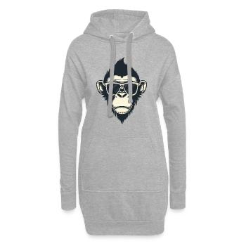 affe kopf sonnenbrille cool haare Frisur - Hoodie-Kleid - Grau meliert - Vorne
