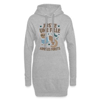 Juste Une Fille Qui Aime Les Furets Furet Animal - Sweat-shirt à capuche long Femme - gris chiné - Devant