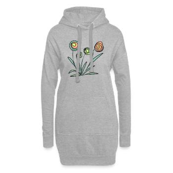 bunte Blumen - Hoodie-Kleid - Grau meliert - Vorne