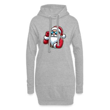Cooler Weihnachtsmann mit Sonnenbrille - Hoodie-Kleid - Grau meliert - Vorne