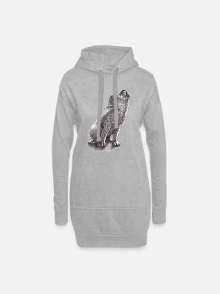 Young howling wolf - Hoodie Dress - heather grey