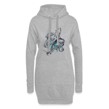 Pieuvre pirate - Sweat-shirt à capuche long Femme - gris chiné - Devant